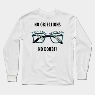 Blue and White Best Dad Handdrawn Eyeglasses Father_s Day Long Sleeve T-Shirt